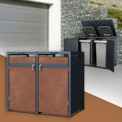Afvalbak 2 tot 240L 132x80x116,3 cm gemaakt van staal in roest-look ML-design