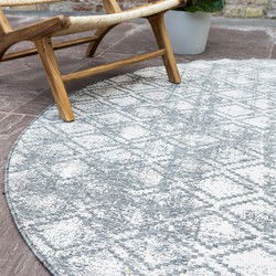 Rond Buitenkleed Frost - Grijs/wit - dubbelzijdig - EVA Interior Grijs,Wit - Polypropyleen - Rond 240 Ø - (XXL)
