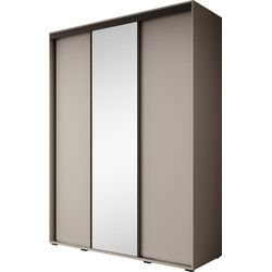 Meubella - Kledingkast Delos 3 - Beige - 180 cm - Met spiegel