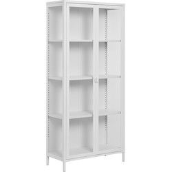 Vitrinekast Wit Metaal - 2 Deuren - 80x35x175cm - Brisbane