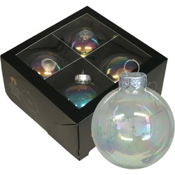 Kerstballen van glas - 4x - transparant parelmoer -10 cm -milieubewust - Kerstbal