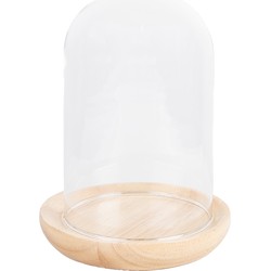 Clayre & Eef Stolp  Ø 13x16 cm Bruin Hout Glas Rond Glazen Stolp