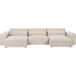 Beliani HELLNAR - Modulaire Sofa-Beige-Fluweel