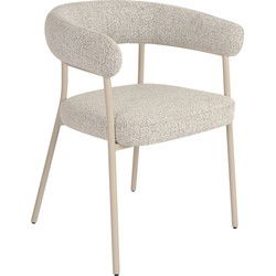 Eetkamerstoel Zand Stof - Zithoogte 49cm - 56x58x77cm - Trivio - Set van 2