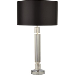 Landelijke Tafellamp - Bussandri - Glas - E27 - L: 35cm - Zilver - Sfeervolle Verlichting!