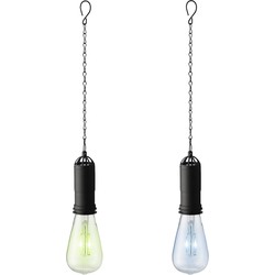 Set van 2x stuks groene en blauwe solar tuinverlichting hanglampen kunststof 20 cm - Buitenverlichting