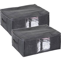 5Five Dekbed/kussens opberghoes - 2x - antraciet - 60 x 45 x 25 cm - Opberghoezen