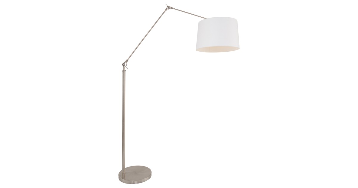 Steinhauer - Prestige Chic - vloerlamp met witte effen kap - staal