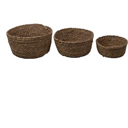 Clayre & Eef Opbergmand Set van 3  Ø 30 Ø 26 Ø 22cm Bruin Zeegras Mand