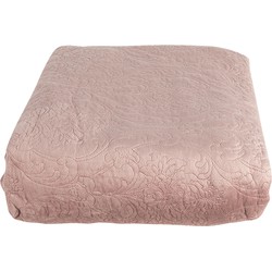 Clayre & Eef Bedsprei incl. 2 Kussenhoezen 180*260/ (2) 40*40 cm Roze Katoen / polyester Rechthoek Sprei Plaid Deken