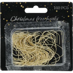 Christmas Decoration kerstbalhaakjes - 100x - goud - 3,6 cm - Kerstbalhaakjes
