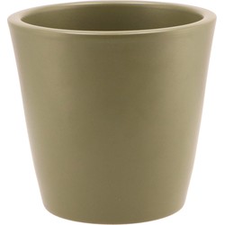 DK Design bloempot/plantenpot - Vinci - olijfgroen mat - voor kamerplant - D16 x H18 cm - Plantenpotten