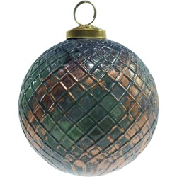 Clayre & Eef Kerstbal  Ø 10 cm Groen Bruin Glas Kerstdecoratie