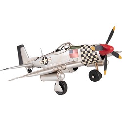 Clayre & Eef Decoratie Miniatuur  35x32x13 cm Grijs Ijzer Miniatuur Vliegtuig