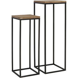 Light&living Zuil S/2 30x30x82,5+35x35x102 cm YARULA hout+zwart