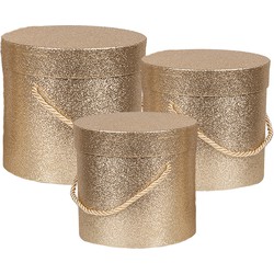 Clayre & Eef Opbergdoos Set van 3 Ø 18x17/15x15/13x12 cm Goudkleurig Papier Rond