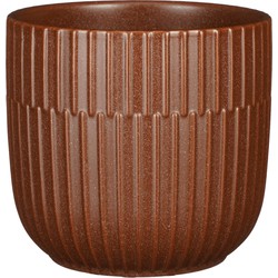 Mica Decorations Plantenpot - keramiek - bruin - D14-H13 cm - Plantenpotten