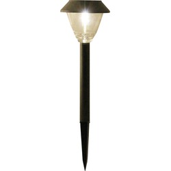 Solar tuinlamp - 1x - antraciet grijs - LED Softtone effect - oplaadbaar - D11,5 x H40 cm - Fakkels