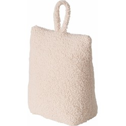 Boltze Deurstopper zak - 1 kg - beige - pluche/teddy stof - 20 x 10 cm - Deurstoppers