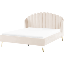 AMBILLOU - Tweepersoonsbed - Lichtbeige - 180 x 200 cm - Fluweel