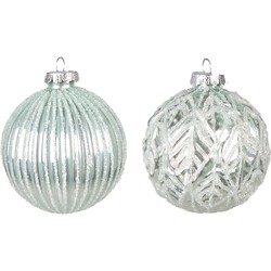 Clayre & Eef Kerstbal Set van 2  Ø 8 cm  Groen Glas Kerstdecoratie