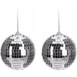 8x Zilveren discoballen/discobollen kerstballen 6 cm - Kerstbal