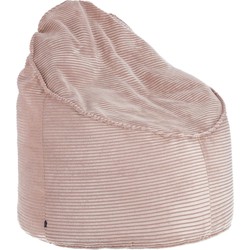 Kave Home - Wilma poef in roze corduroy met brede naad, Ø 80 cm