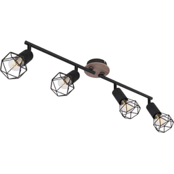 Plafondlamp met prachtige metalen rasterkappen | vier-lichts | E14 | Zwart | Plafondspot |