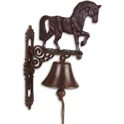 A PAIR OF CAST IRON BROWN HORSE BELLS