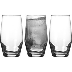 LAV Waterglazen tumblers Ella - transparant glas - 3x stuks - 500 ml - Drinkglazen