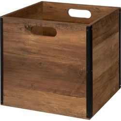 Kast opbergmand/kastmand - donkerbruin - 29 liter - mdf hout - 31 x 31 x 31 cm - inklapbaar - Opbergkisten