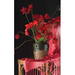 Rode bloemen 70x130cm Tuinschilderij