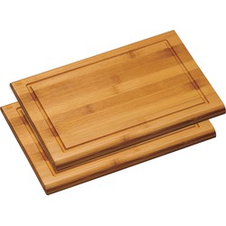 2x Rechthoekige dikke bamboe houten snijplanken 21 x 31 cm - Snijplanken