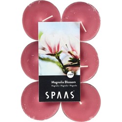 Spaas maxi waxinelichtjes - 12x - Magnolia Blossom - 10 branduren - geurkaarsen