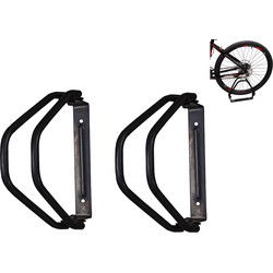4toolz® 2 stuks Fietsenrek Muur - Muurbeugel fiets Zwart