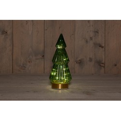 B.O.T. Tree Glass 10X23,5 cm Green With Golden Base 10Led - Anna's Collection