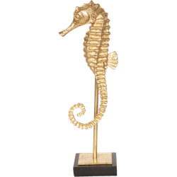 Decoratie zeepaardje - 10*8*31 cm - goudkleurig - kunststof - zeepaardje - Clayre & Eef - 6PR2491