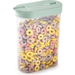 Plasticforte Voedselcontainer strooibus - mintgroen - inhoud 1 liter - kunststof - 15 x 7 x 19 cm - Voorraadpot