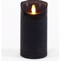1x LED kaarsen/stompkaarsen zwart met dansvlam 15 cm - LED kaarsen