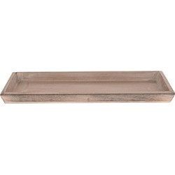 Houten greywash kaarsenplateau onderzet bord/kaarsonderzetter 39 x 15 cm - Kaarsenplateaus