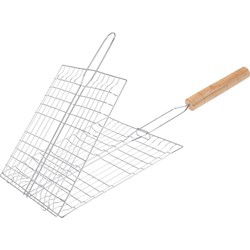 BBQ collection Barbecue rooster - klem grill - metaal/hout - L21 x B23 x H1 cm - barbecueroosters