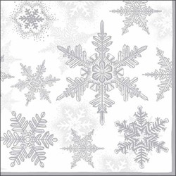 20x Servetten winter sneeuwvlokken thema wit/zilver 33 x 33 cm - Feestservetten