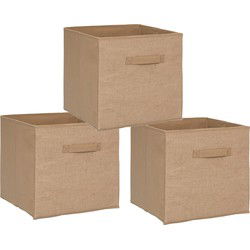 5Five Opbergmand/kastmand - 3x - 29 liter - jute - 31 x 31 x 31 cm - Opbergmanden