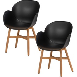 Exotan tuin fauteuil Tulip - Teak/Propyleen - Zwart - Set van 2