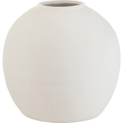 J-line - Vaas Rond Cement Wit - 28x28x28.5cm