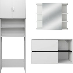 Badkamermeubelset 3-delig moderne stijl wit hout ML-Design