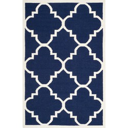 Safavieh Eigentijds Indoor Flatweave Vloerkleed, Dhurrie Collectie, DHU633, in Navy & Ivoor, 122 X 183 cm