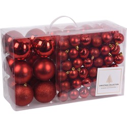 Rode kerstballen pakket 94-delig van kunststof - Kerstbal