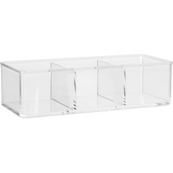 Make-up organizer 3 vakken rechthoek 23 x 8,5 cm van kunststof - Make-up dozen