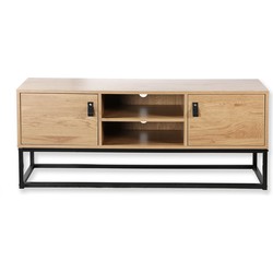 TV-meubel met 2 deuren en centrale nis, Eikenlook L120 cm - JILL